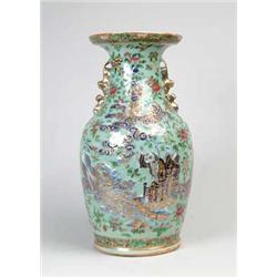 GOOD DECORATED CELEDON VASE