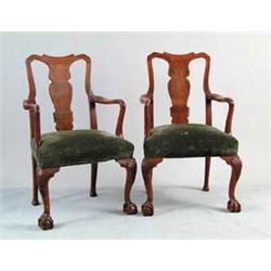 PAIR OF ENGLISH OAK CHIPPENDALE STYLE ARMCHAIRS