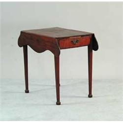 MAHOGANY ONE DRAWER SHAPED LEAF PEMBROKE TABLE