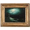 Image 1 : CLEMENT DREW (American, 1807-1889) MOONLIT COASTAL SCENE