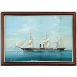 LUIGI ROBERTO (Italian, 1845-1910) SHIP PORTRAIT OF THE U.S.S. CONGRESS
