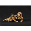 Image 1 : OUTSTANDING ORIENTAL CARVED IVORY OF A WOMAN AND CHILD WITH FAN