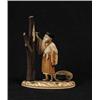 Image 1 : CARVED IVORY THREE PART FIGURE OF AN ARTIST NEXT TO TREE