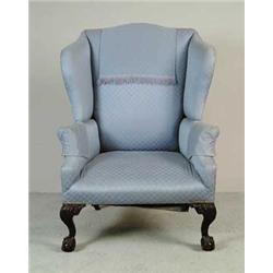 CHIPPENDALE CENTENNIAL MAHOGANY CARVED WING CHAIR