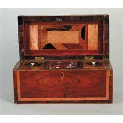 GOOD THREE PART GEORGIAN INLAID TEA CADDY