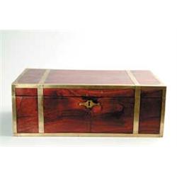FINE MAHOGANY BRASS BOUND FITTED WRITING BOX