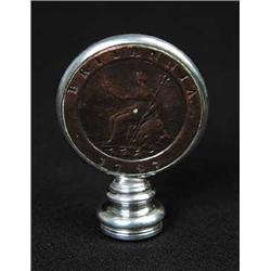 STERLING ENGLISH MOUNTED 1797 COIN WAX SEAL