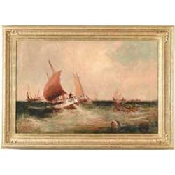 WILLIAM EDWARD WEBB (British) SEASCAPE WITH FISHING BOATS