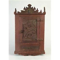 FOLK ART CARVED MEDICINE CABINET