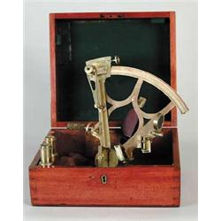 MAHOGANY CASED BRASS SEXTANT BY W. WEICHERT, CARDIFF