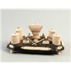 Image 1 : FRENCH PRISONER OF WAR BONE CARVED DESK SET WITH NAPOLEONIC THEME