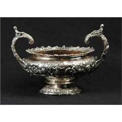 ROSE DECORATED ENGLISH STERLING SUGAR BOWL