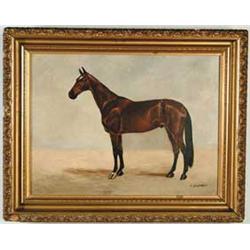 THOMAS DALTON BEAUMONT (British, 20th Century) HORSE PORTRAIT OF LAKE LAMBERT
