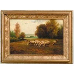 CHARLES PHILLIPS (19th Century) GRAZING SHEEP IN LANDSCAPE
