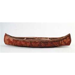 GOOD DECORATED BIRCH BARK INDIAN CANOE