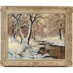 LASZLO NEOGRADY (Hungarian, 1896-1962) WINTER SCENE WITH RIVER