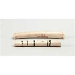 TWO BONE SNUFF TUBES OR NEEDLE CASES