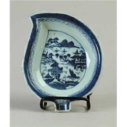 CANTON BLUE AND WHITE LEAF DISH
