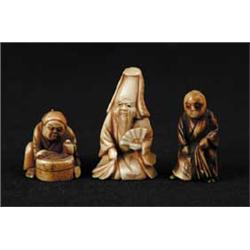 LOT OF THREE IVORY NETSUKES