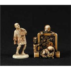 TWO SMALL ORIENTAL IVORY CARVINGS