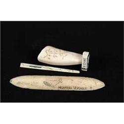 THREE IVORY/BONE ITEMS