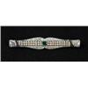 Image 1 : FINE PLATINUM, EMERALD, DIAMOND, PEARL AND BLACK ONYX BROOCH