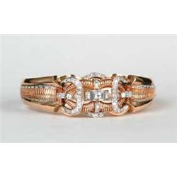 FABULOUS 18KT GOLD AND GENUINE DIAMOND BUCKLE SHAPED BRACELET