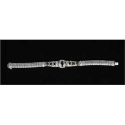 EXQUISITE 14KT WHITE GOLD DIAMOND AND SAPPHIRE BRACELET