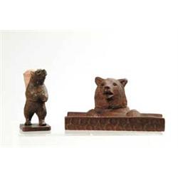 TWO CARVED BLACK FOREST BEAR, ARTICLES