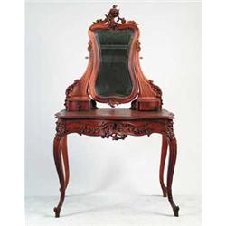 EXTRAORDINARY ELABORATE CARVED VICTORIAN ART NOUVEAU LADY’S VANITY