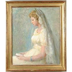 MARGUERITE STUBER PEARSON (American, 1898-1987) “PORTRAIT OF A YOUNG WOMAN READING”