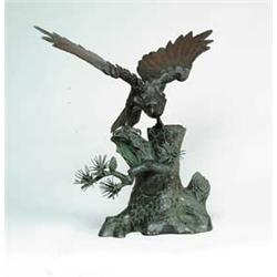 FINE ORIENTAL BRONZE OF FALCON