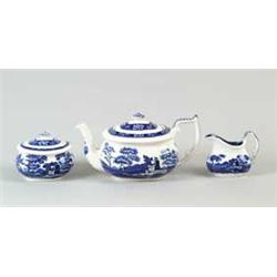 COPELAND SPODE TOWER: THREE PIECE BLUE AND WHITE TEA SET