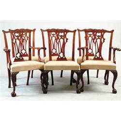 MAGNIFICENT SET OF SIX PHILADELPHIA STYLE CHIPPENDALE DINING CHAIRS