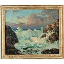 WALTER KOENIGER (American, 1881-1943) “INCOMING SEA, MONHEGAN ISLAND MAINE”