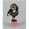 Image 1 : FINE ANTIQUE ENAMEL AND JEWEL FABERGE TYPE DECORATED FIGURAL MINIATURE CLOCK