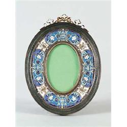 FINE RUSSIAN SILVER AND ENAMELED PICTURE FRAME