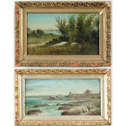 GEORGE M. HATHAWAY (American, 1851-1903) TWO COASTAL LANDSCAPES