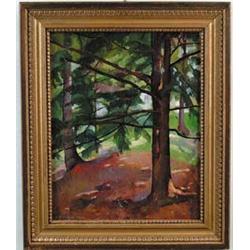 LUIGI LUCIONI (American, 1900-1988) LANDSCAPE WITH TREES