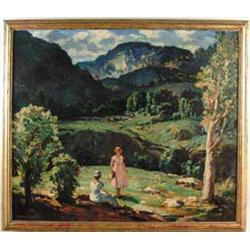 VLADIMIR PAVLOSKY (American, 1884-1944) “SUNDAY IN THE HILLS”