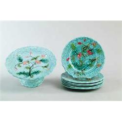 SEVEN PIECE MAJOLICA DESERT SET BY VILLROY & BACH