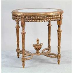 ITALIAN MARBLE TOP CARVED OVAL STAND