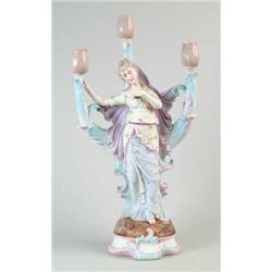 LOVELY VICTORIAN BISQUE FIGURAL ART NOUVEAU CANDELABRA