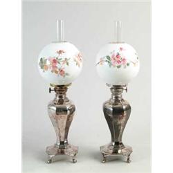 PAIR OF SILVER PLATED JUNIOR BANQUET LAMPS