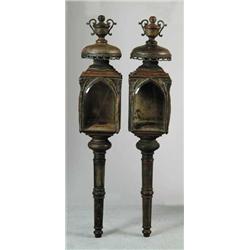 OUTSTANDING PAIR OF FANCY BRASS LARGE COACH LAMPS BY JAMES CUNNINGHAM & CO. SON, ROCHESTER N.Y
