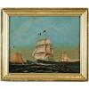 Image 1 : WILLIAM HENRY LUSCOMB (American, 1805-1866) “SHIPPING OFF ENTRANCE TO SALEM HARBOR”