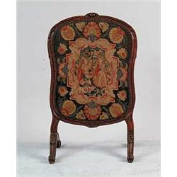 FINE FRENCH CARVED TAPESTRY FIRE SCREEN