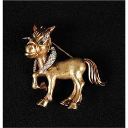 18K GOLD PIN IN THE SHAPE OF A DONKEY