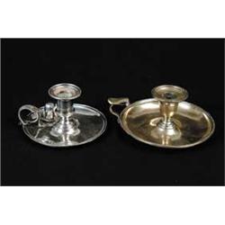 PAIR OF SILVER PLATED CHAMBERSTICKS