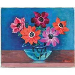 ERNEST FIENE (American, 1894-1965) STILL LIFE GLASS BOWL WITH FLOWERS